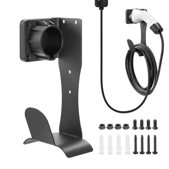 AMIS ELECTRIC EV Charger Holder Wall Mount – J1772 / Type 2 Cable Organizer with Hook | Stainless Steel