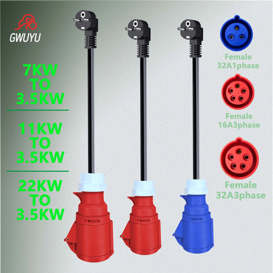 GWUYU EV Charging Adapter 7/11/22KW to 3.5KW (European Standard)
