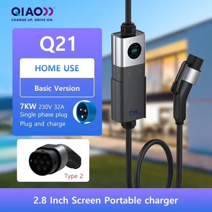Type 2 EV Wallbox 3.5–22KW with Bluetooth & App Control (7M Cable)